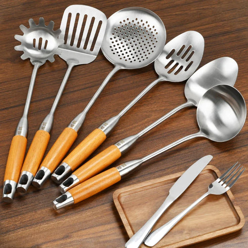 304 Stainless Steel Kitchen Utensils Set 6 Pcs Cooking Utensils Tools with Ladle